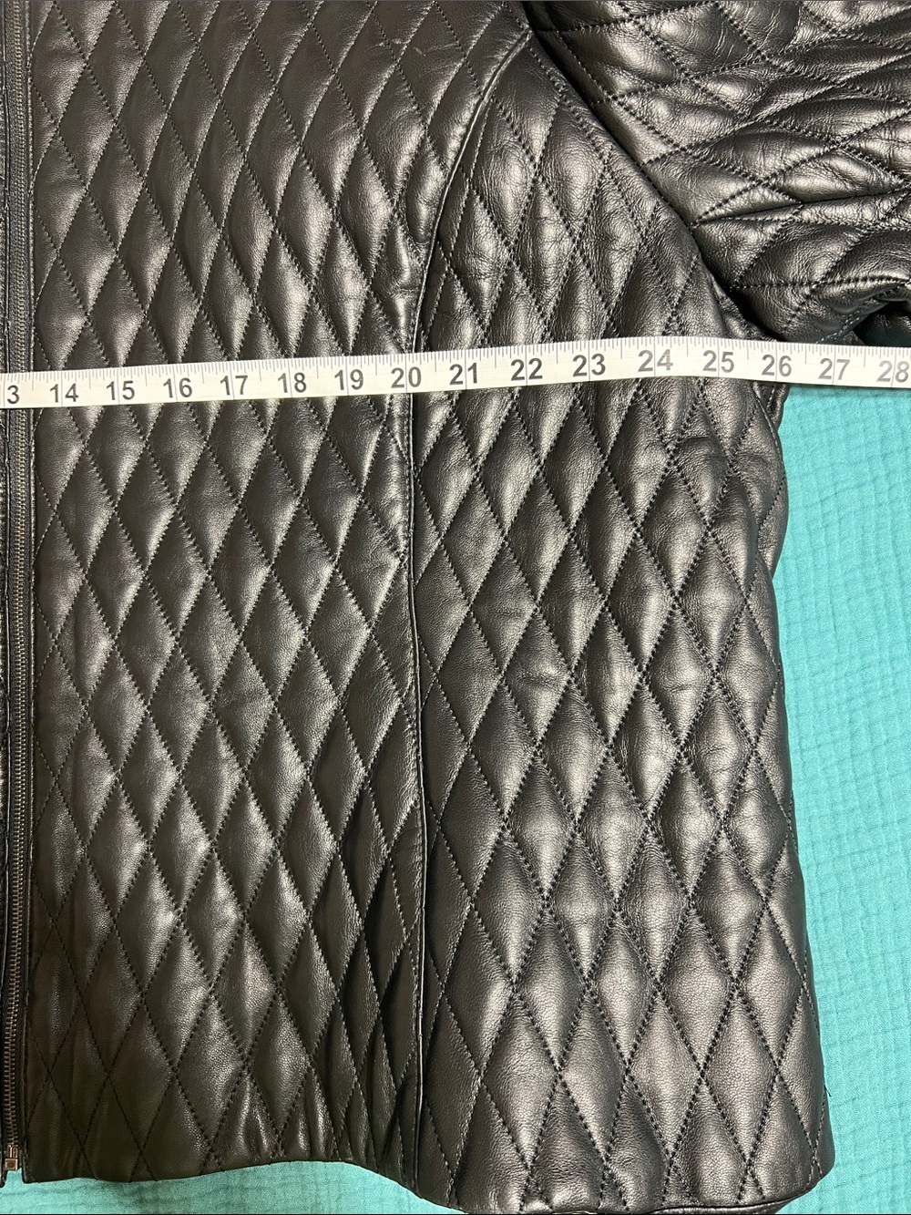Vintage Jones New York Black Diamond Quilted Leather Zip Jacket - Picture 6 of 10